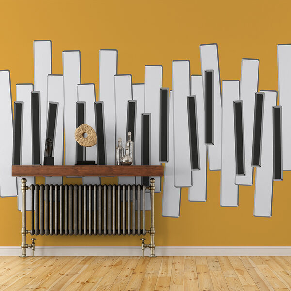 Piano keys on a yellow background Piano keys on a yellow background