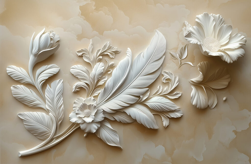 w01355p 1024x672 - White floral design on a wall