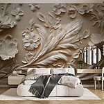 Wall mural White floral design on a wall