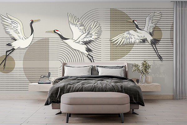 Group of birds flying over music notes Group of birds flying over music notes