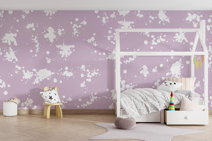 Wall murals White and purple paint splatter