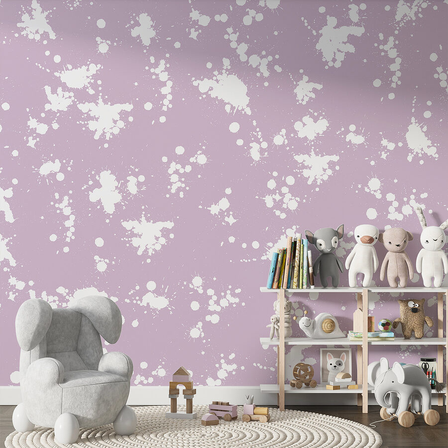 Wall murals White and purple paint splatter - Image 2