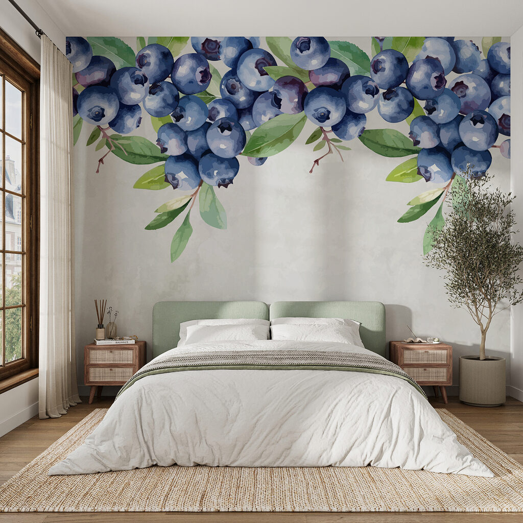 Blueberry with green leaves Blueberry with green leaves