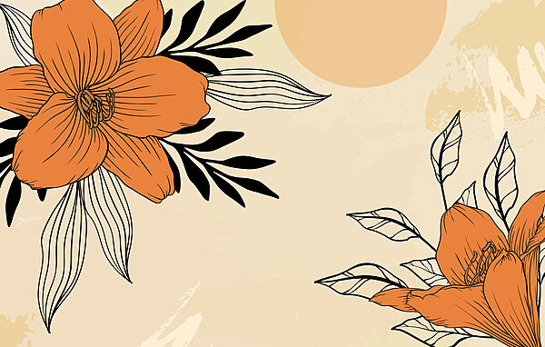 Drawing of flowers and leaves Drawing of flowers and leaves