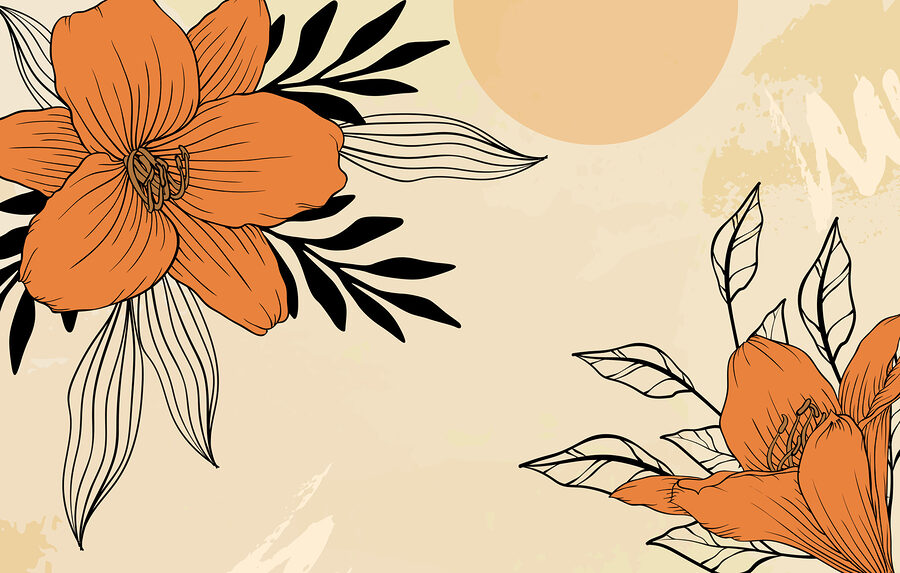 Drawing of flowers and leaves