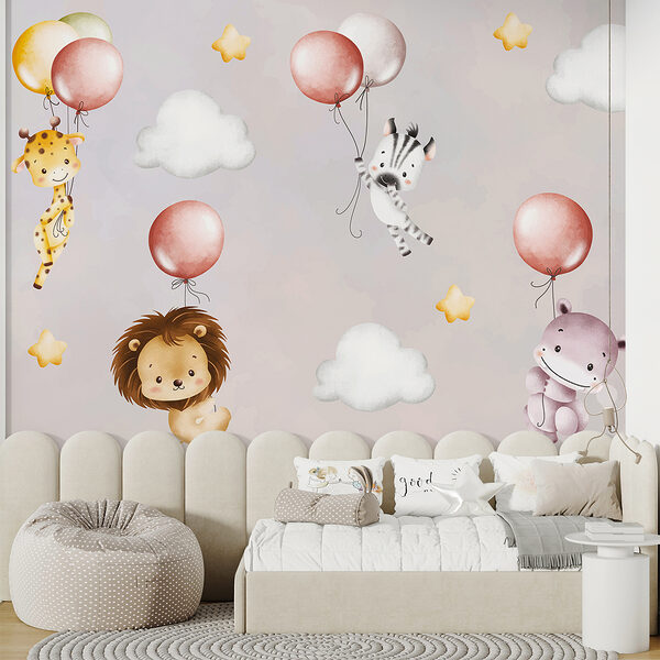Wallpaper with animals and balloons Wallpaper with animals and balloons