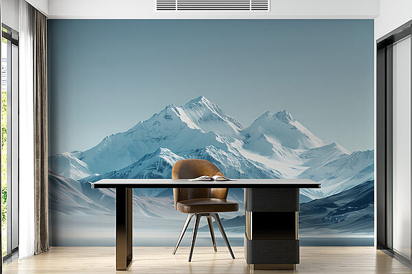 Snowy mountain range with a body of water Snowy mountain range with a body of water