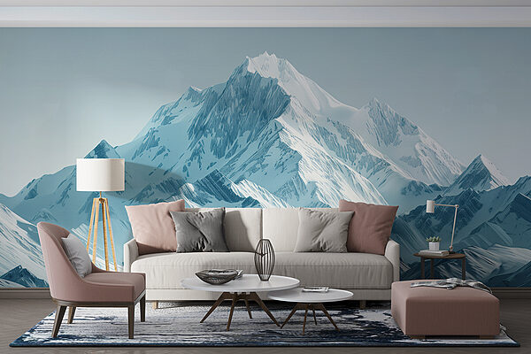 Snowy mountain range with blue sky Snowy mountain range with blue sky