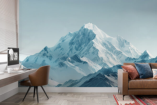 Snowy mountain range with blue sky Snowy mountain range with blue sky