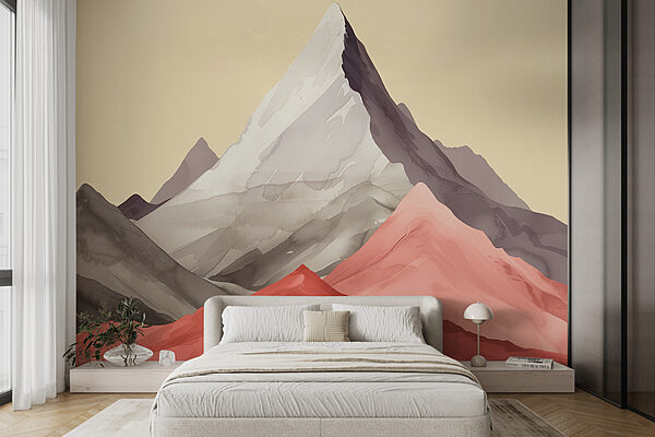 Group of mountains with red hills Group of mountains with red hills