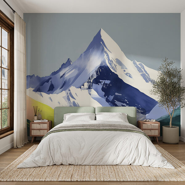 Mountain with snow and green hills Mountain with snow and green hills