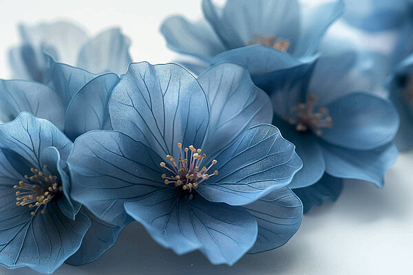 Blue flowers on a white surface Blue flowers on a white surface
