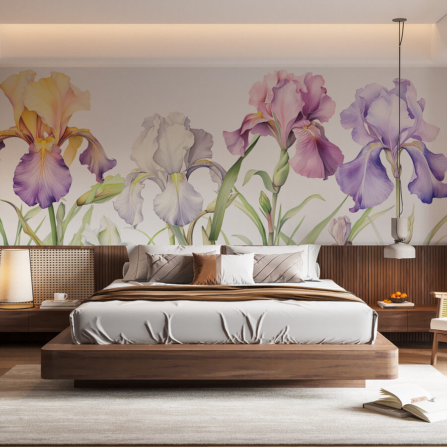 Wall murals Row of colorful flowers