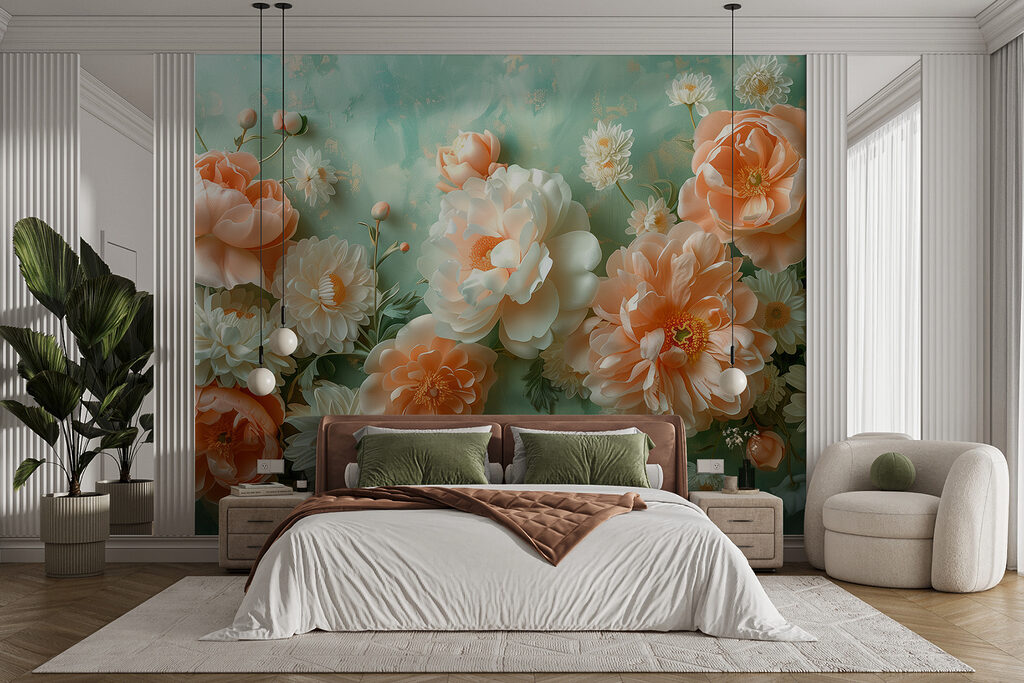 Group of flowers on a blue background