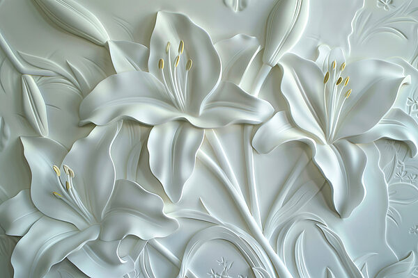 White flower carving on a wall White flower carving on a wall