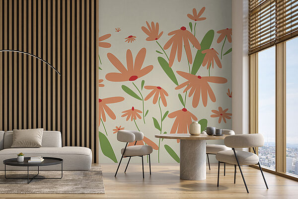 Wall murals Wall murals Group of orange flowers (SKU: w01010)