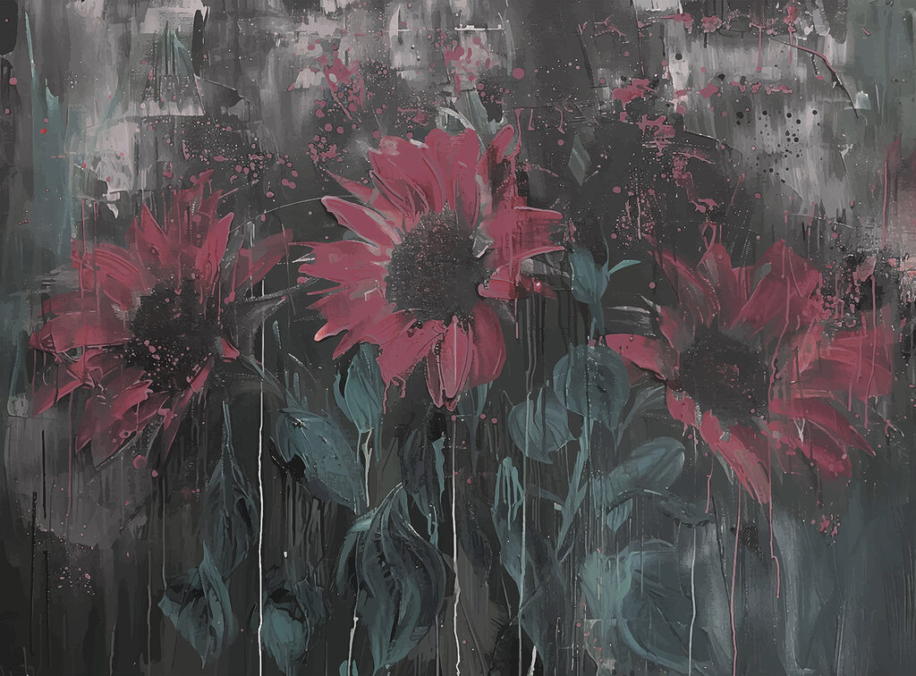 Painting of flowers on a wall Painting of flowers on a wall