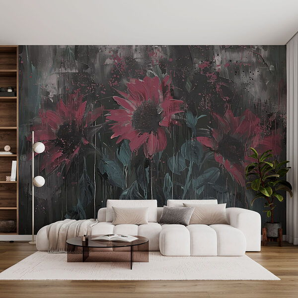 Painting of flowers on a wall Painting of flowers on a wall