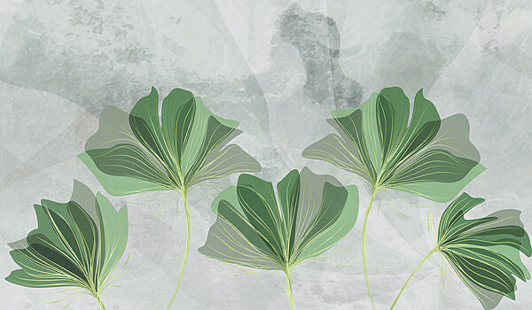 Green leaves with a grey background Green leaves with a grey background