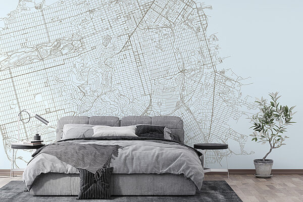 Map of a city Wall murals Map of a city