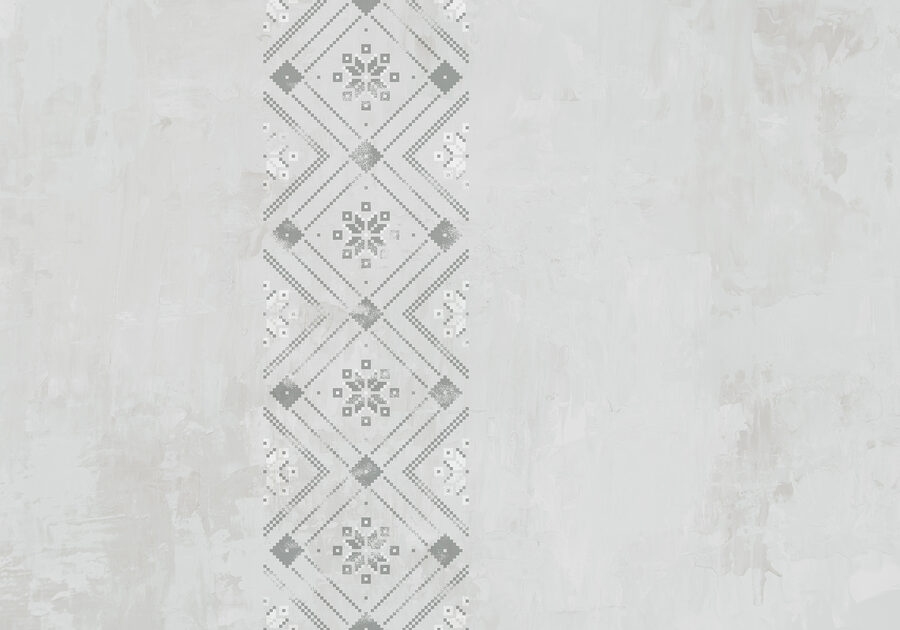 Grey and white pattern on a white surface