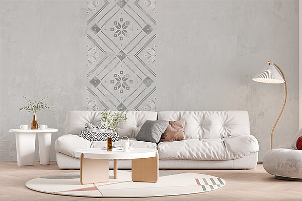 Grey and white pattern on a white surface Grey and white pattern on a white surface