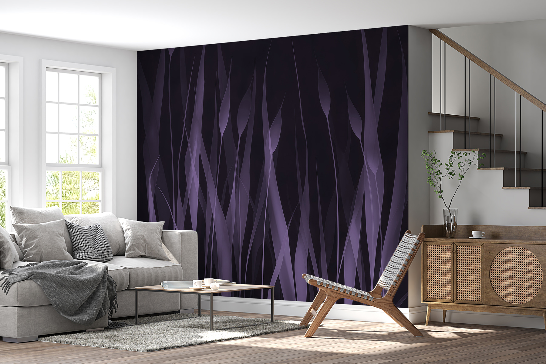 Purple grass with white lines