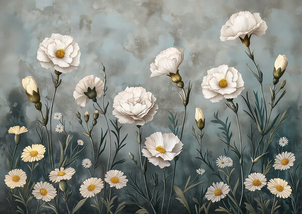 Painting of white flowers Painting of white flowers