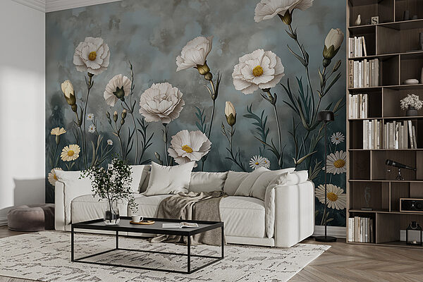 Painting of white flowers Painting of white flowers