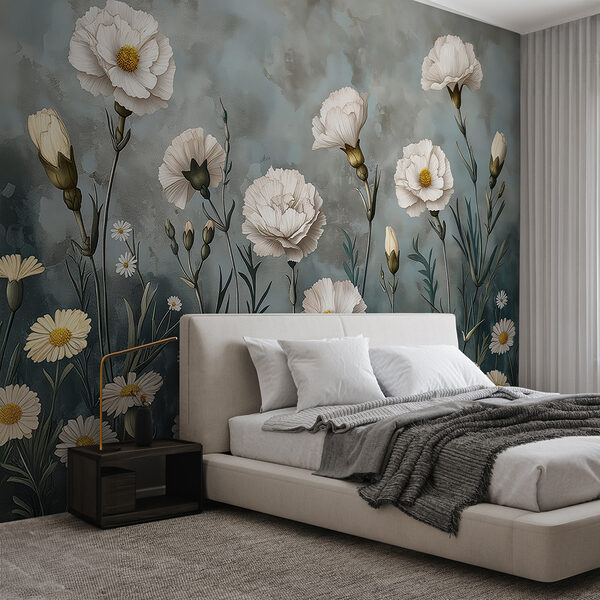 Painting of white flowers Painting of white flowers