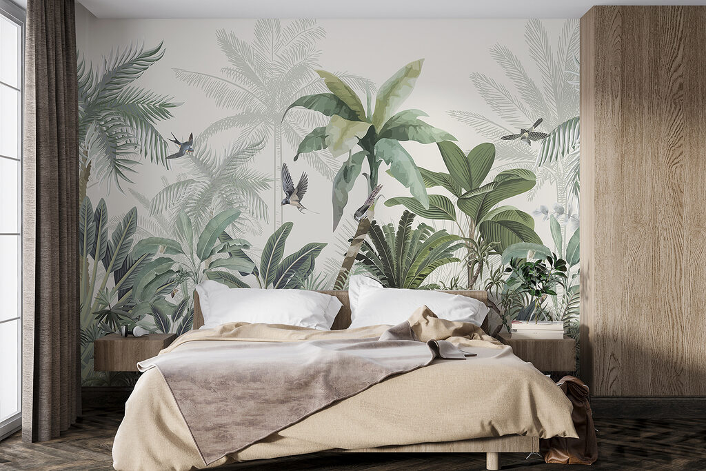 Wallpaper with a tropical forest Wallpaper with a tropical forest