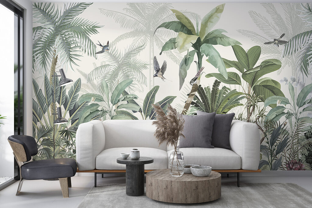 Wallpaper with a tropical forest Wallpaper with a tropical forest