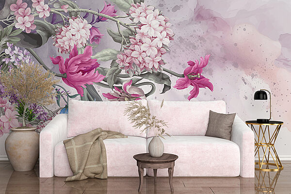 Painting of flowers on a white background Painting of flowers on a white background