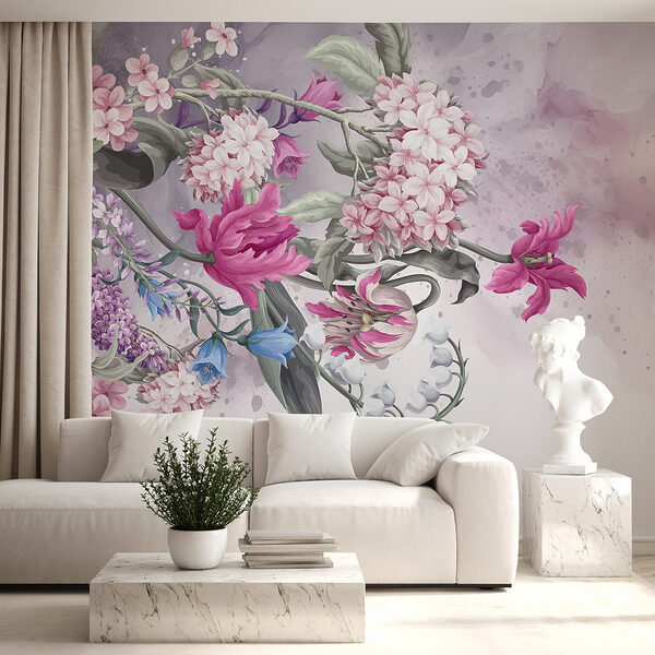 Painting of flowers on a white background Painting of flowers on a white background