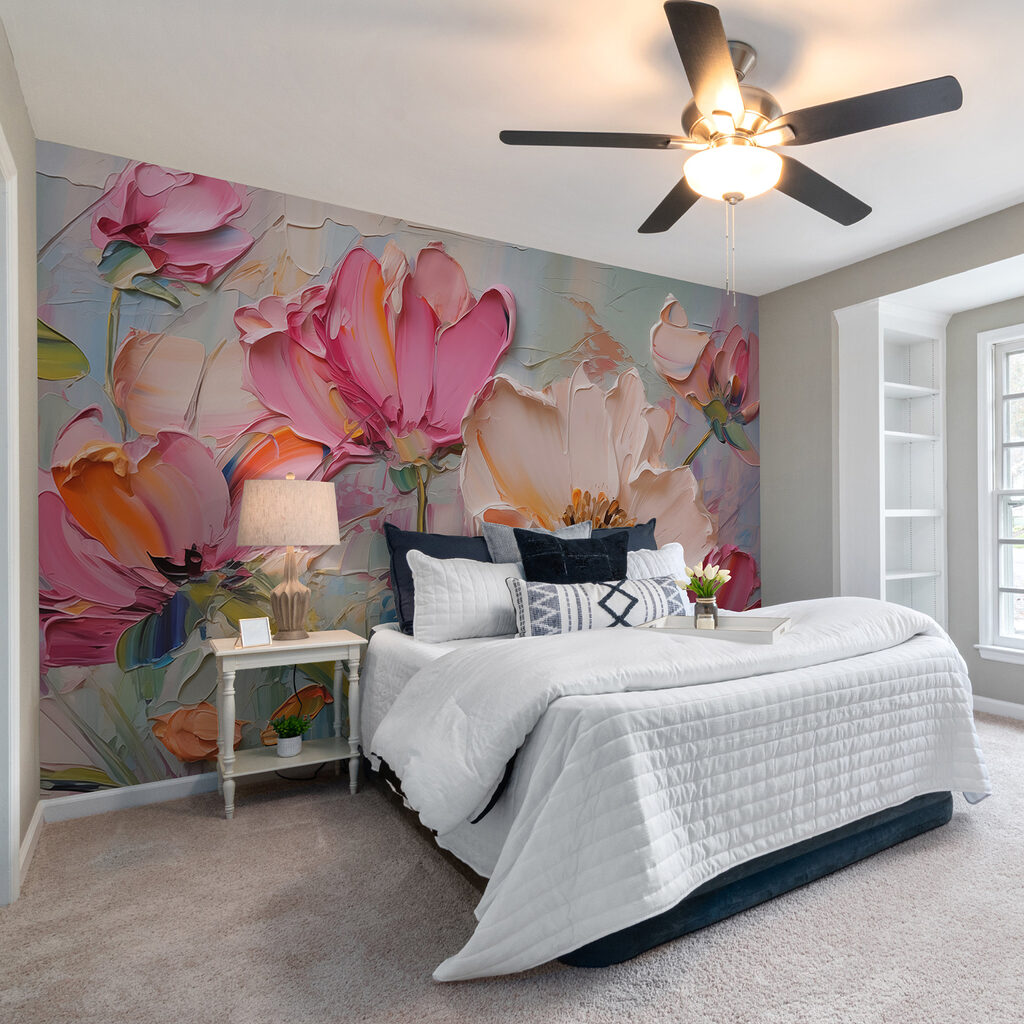 Painting of flowers on a canvas