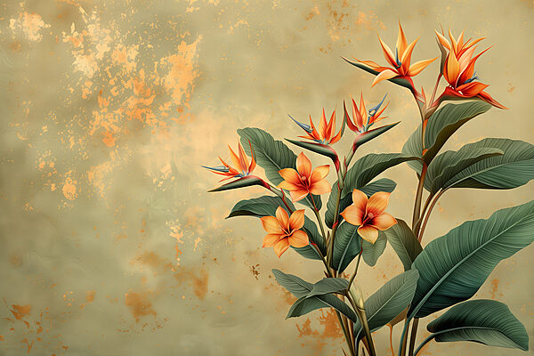 Plant with orange flowers and leaves Plant with orange flowers and leaves