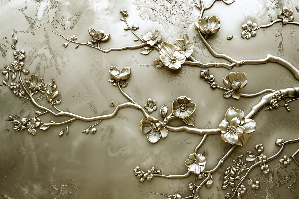 Wall with flowers and branches Wall with flowers and branches