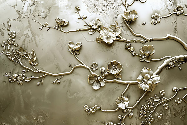 Wall with flowers and branches Wall with flowers and branches