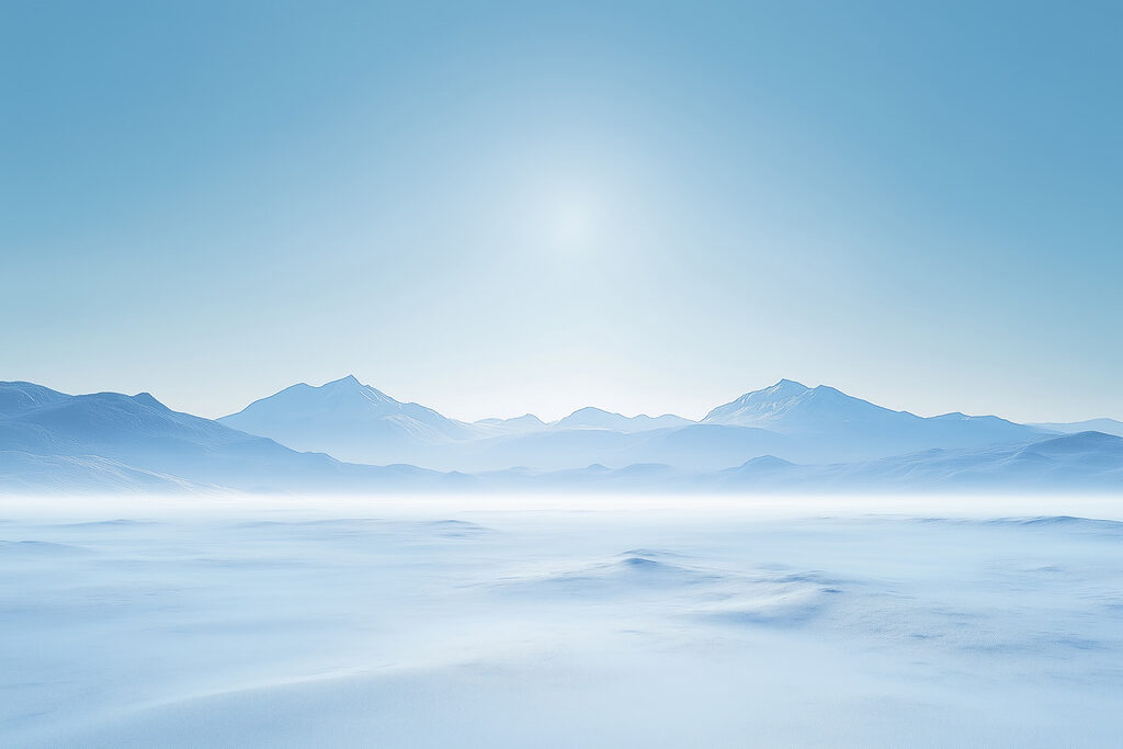 Snowy landscape with mountains in the distance Snowy landscape with mountains in the distance
