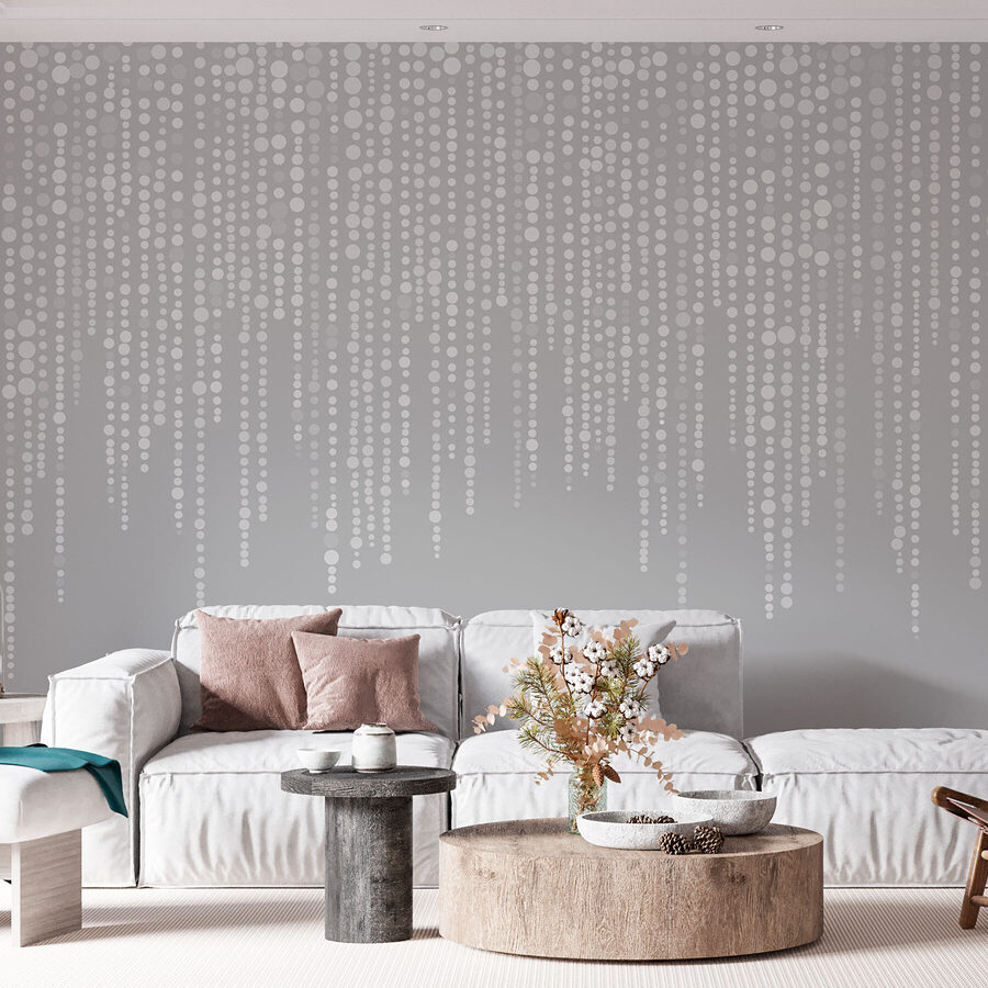 Grey and white background with dots