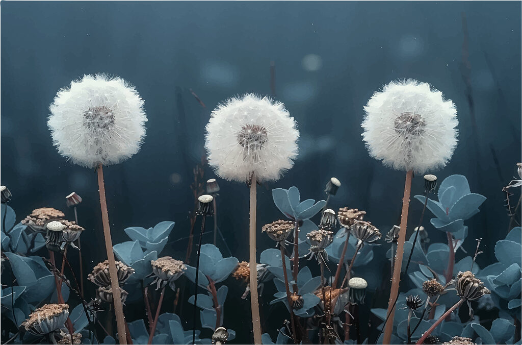 Group of dandelions in a field Group of dandelions in a field