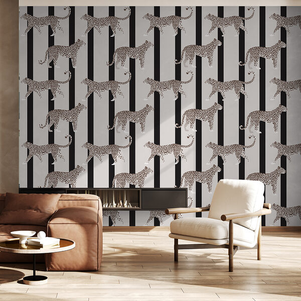Pattern of cheetahs on a striped background Pattern of cheetahs on a striped background