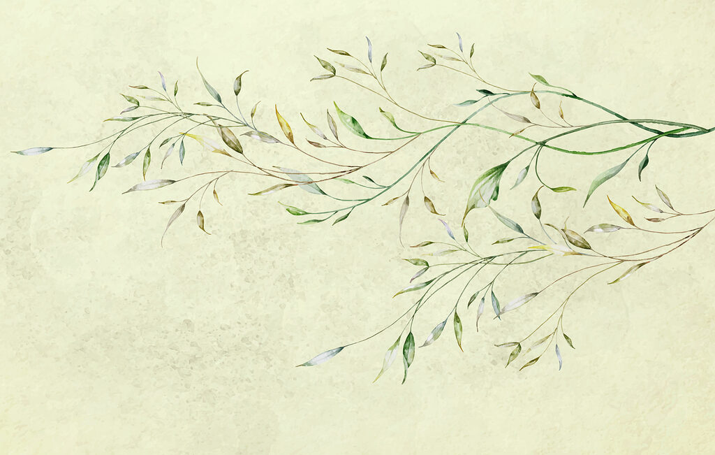 Painting of a branch with leaves Painting of a branch with leaves
