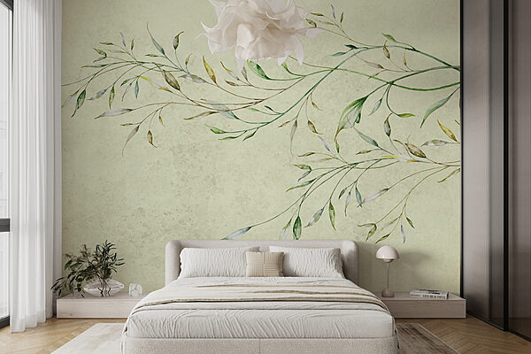 Painting of a branch with leaves Painting of a branch with leaves
