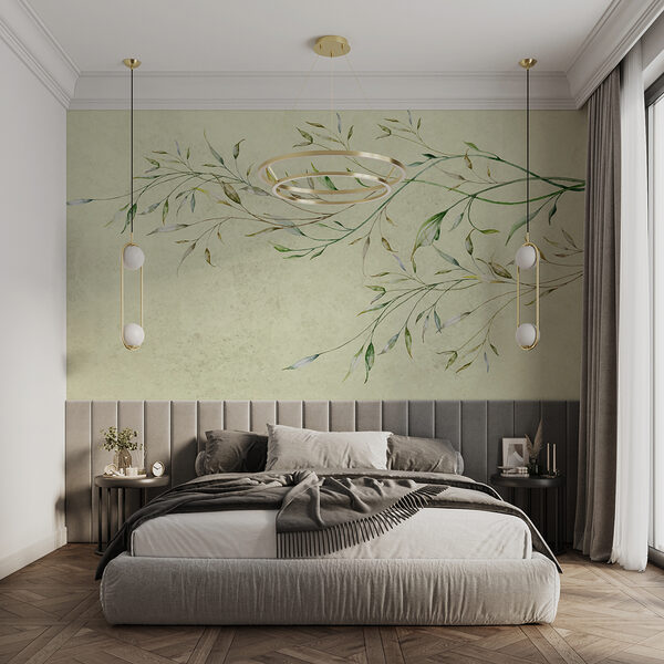 Painting of a branch with leaves Painting of a branch with leaves