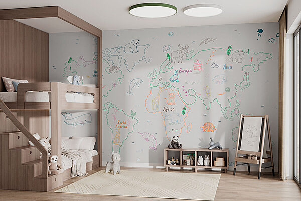 Map of the world with animals and text Map of the world with animals and text