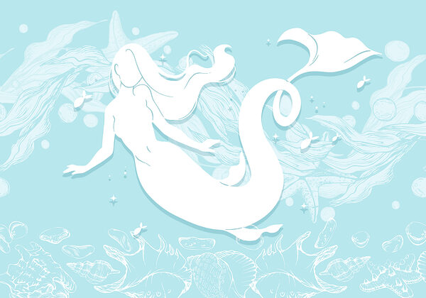 White silhouette of a mermaid White silhouette of a mermaid