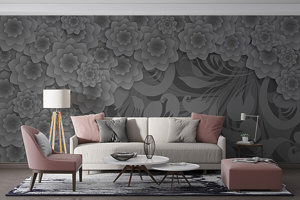 Grey and white floral design Grey and white floral design