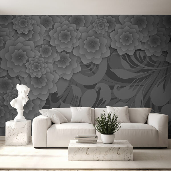 Grey and white floral design Grey and white floral design