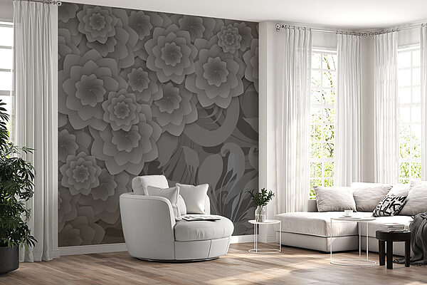 Grey and white floral design Grey and white floral design